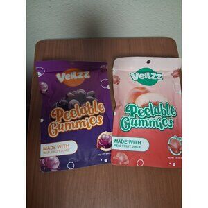 Veilzz Peelable Gummies Snack Packs Candies Peach Grape